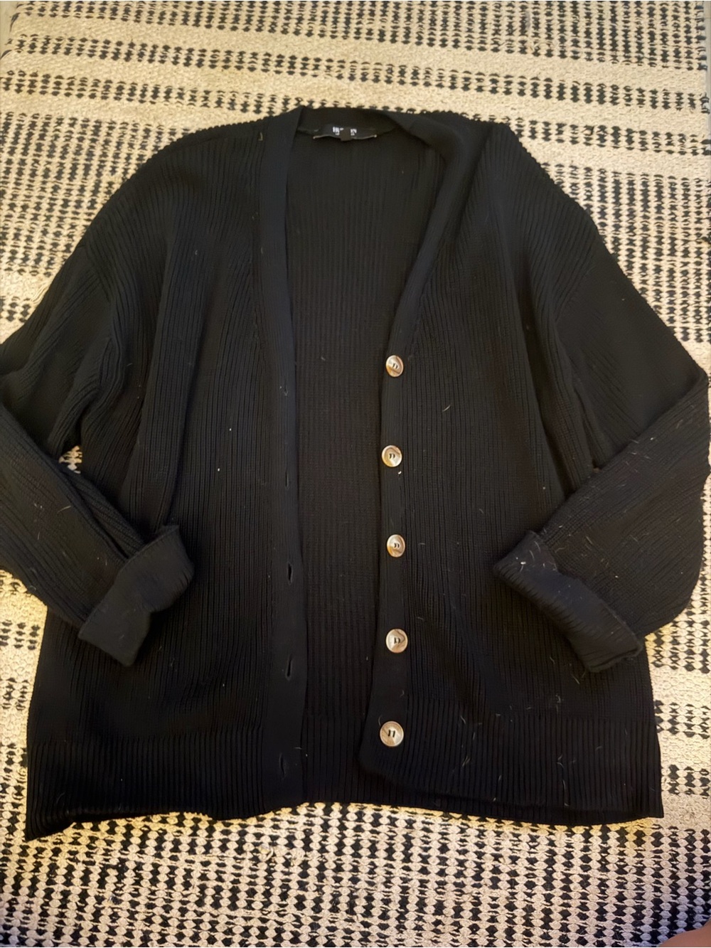 Hudson Los Angeles Black Ribbed Knit Cardigan